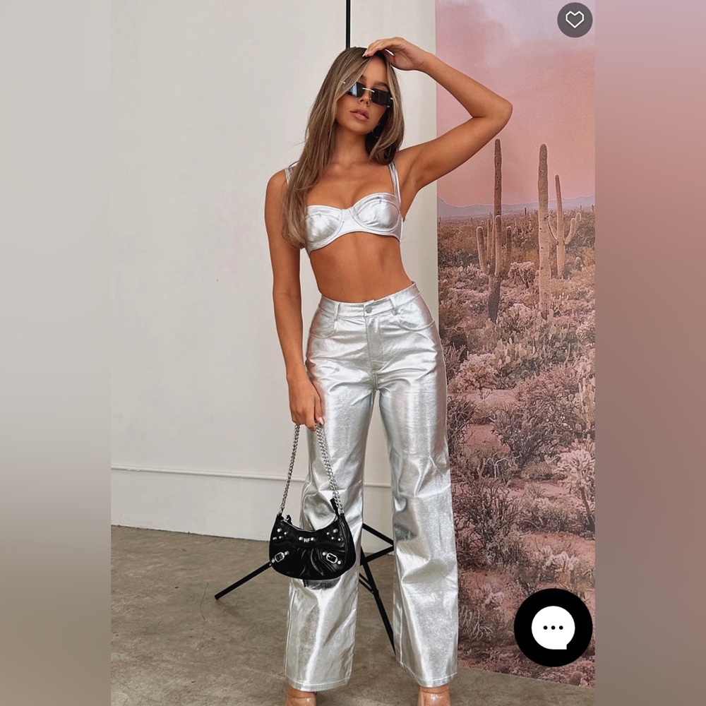 White Fox Metallic Pants/Jeans